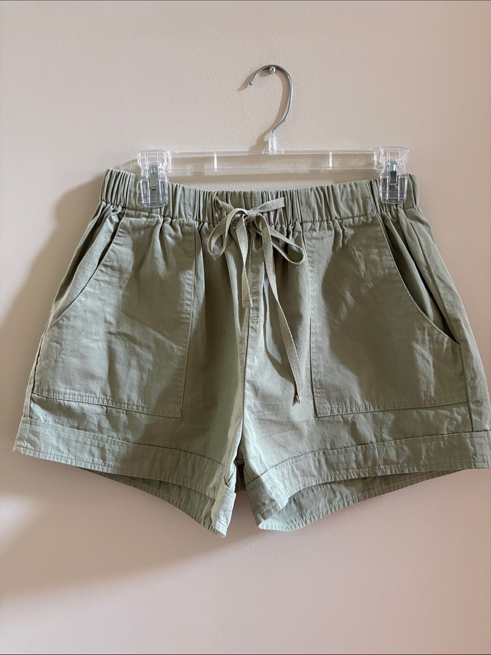 Women's Olive Green Drawstring Utility Shorts